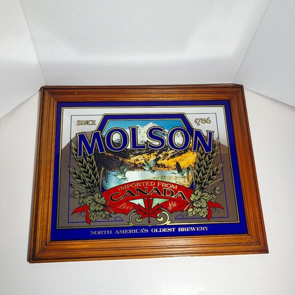 Vintage Molson Beer Framed Mirror Canada Ale North Americas Oldest Brewery - Picture 2 of 8